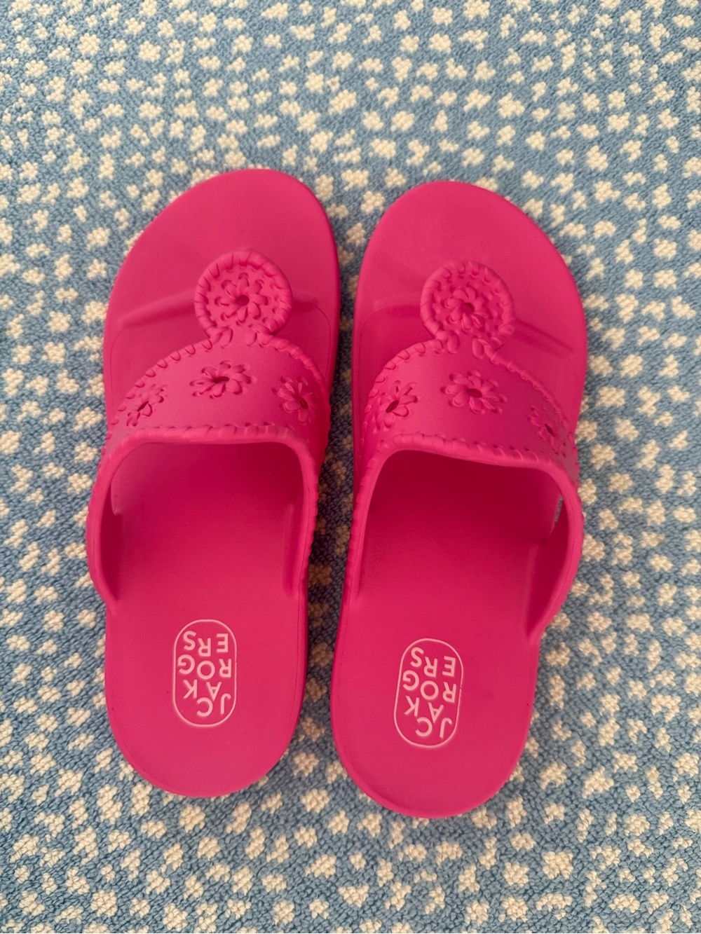 Jack Rogers Hot Pink Jelly Slide Sandals with Signature Medallion